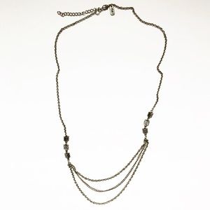 Silver chevron charm & layered strand necklace